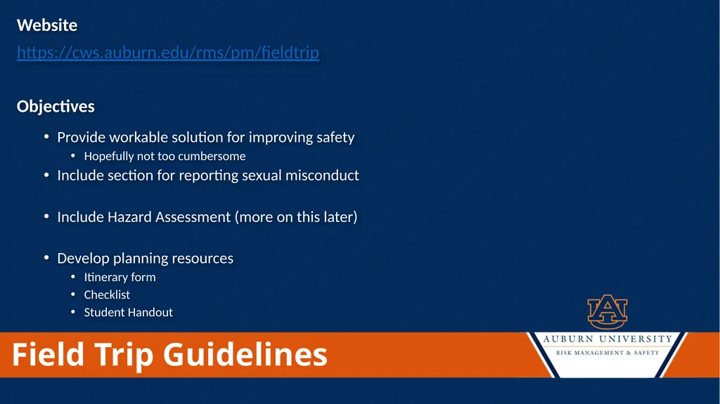 Field Trip Guidelines Cathy Cooper Director of - slide 4 of 6