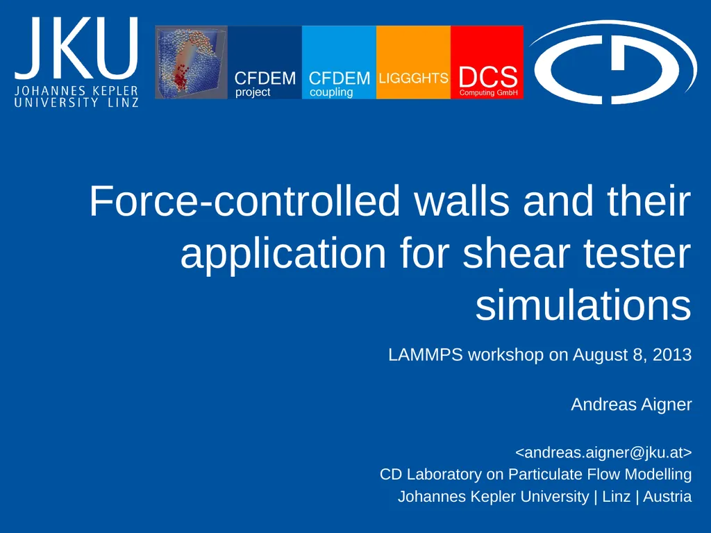 Force-controlled walls and their application for - slide 1 of 14