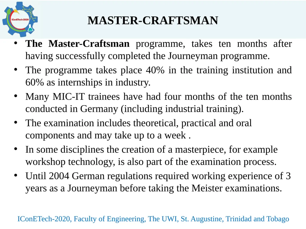 TRANSITION FROM MASTER CRAFTSMAN TO ENGINEERING - slide 5 of 12