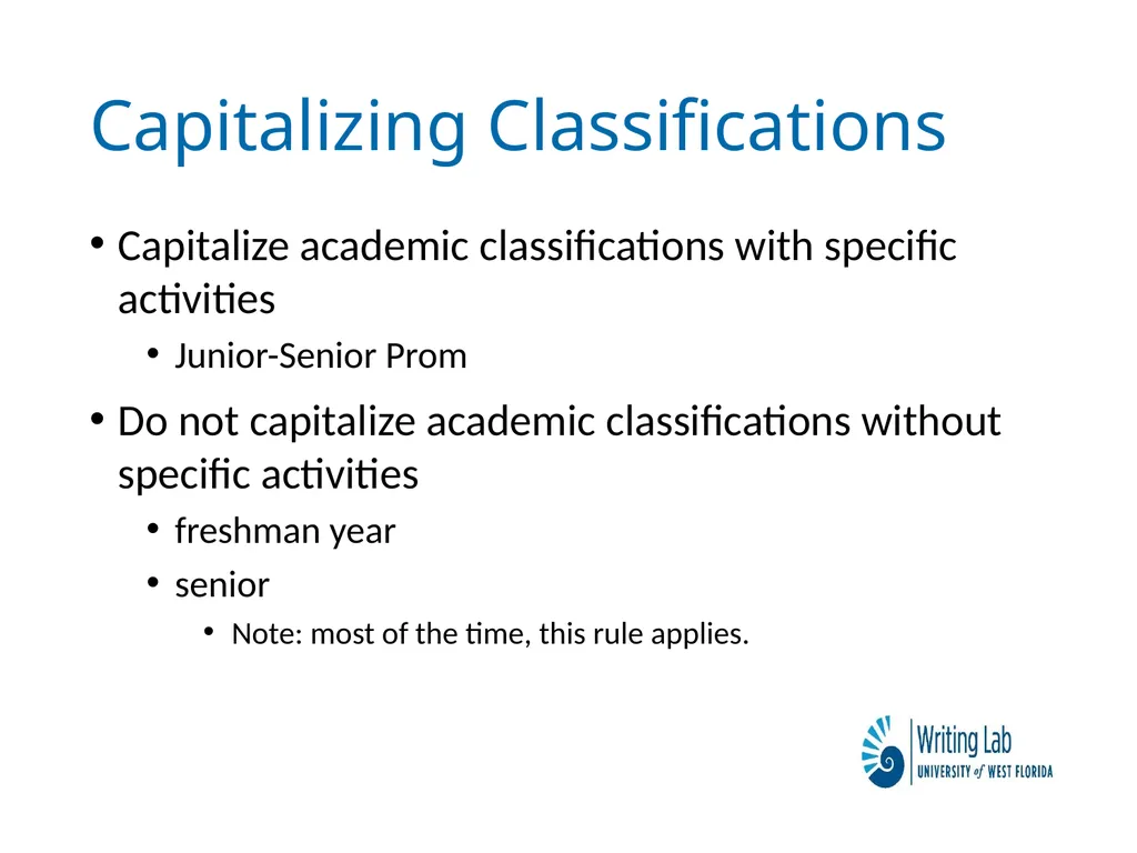Writing Lab Capitalization – Academic - slide 2 of 5