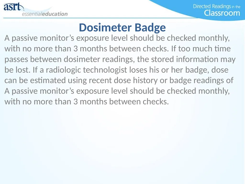 Occupational Radiation Safety Directed Readings In - slide 40 of 54