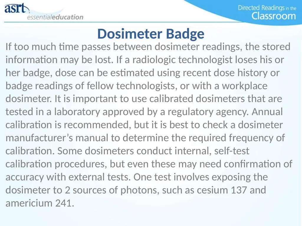 Occupational Radiation Safety Directed Readings In - slide 41 of 54