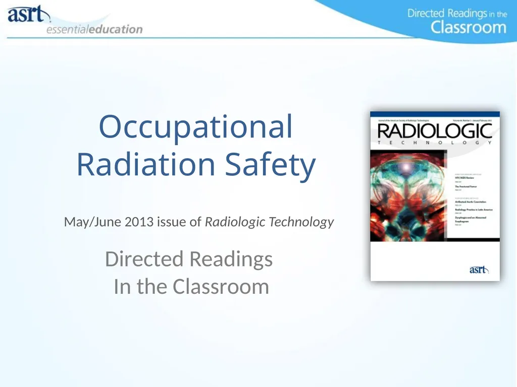 Occupational Radiation Safety Directed Readings In - slide 1 of 54