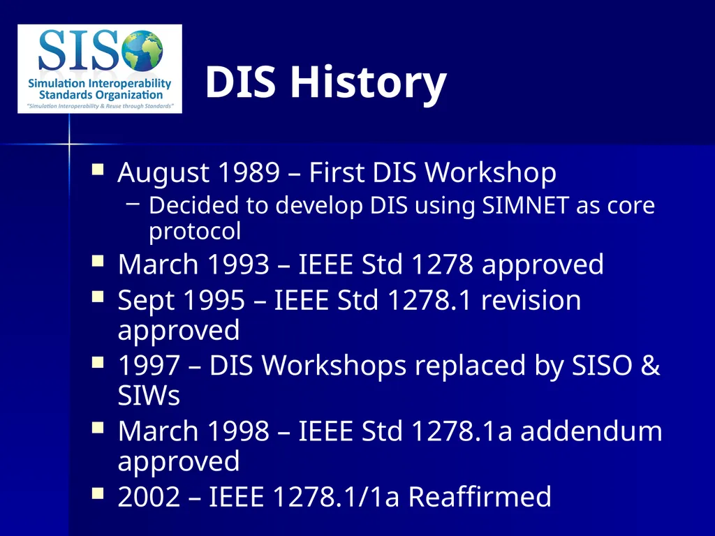 Distributed Interactive Simulation (DIS) 101 Mark - slide 4 of 57