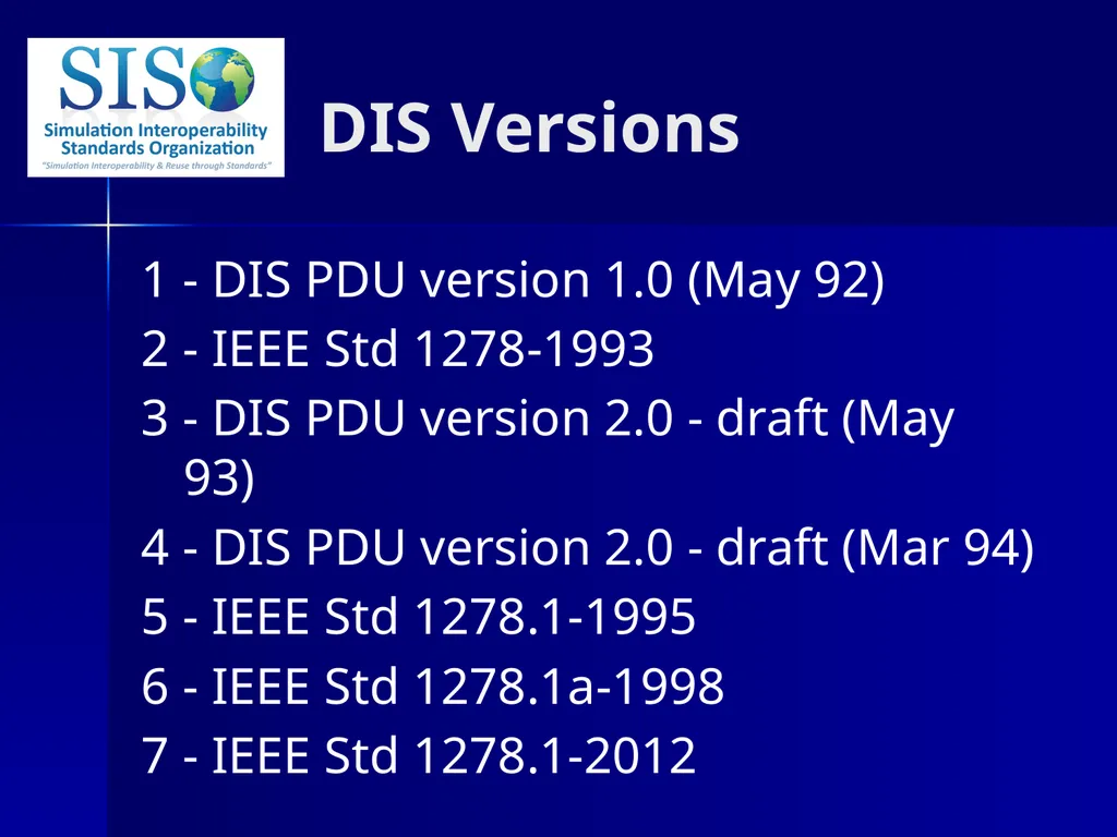 Distributed Interactive Simulation (DIS) 101 Mark - slide 6 of 57
