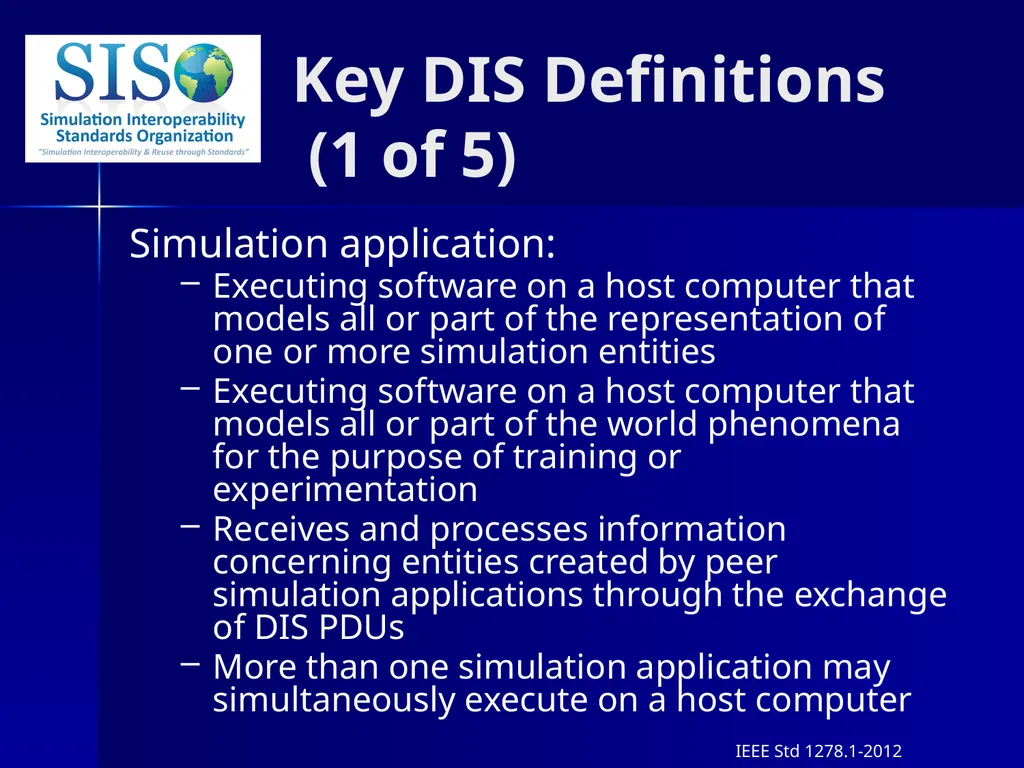 Distributed Interactive Simulation (DIS) 101 Mark - slide 8 of 57