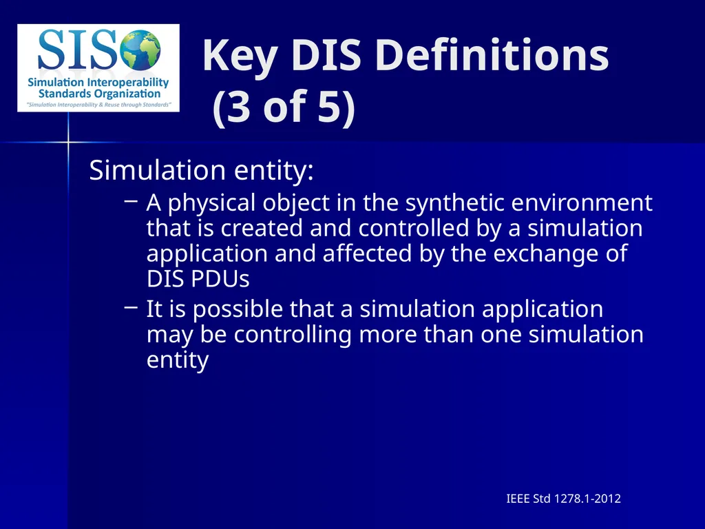 Distributed Interactive Simulation (DIS) 101 Mark - slide 10 of 57