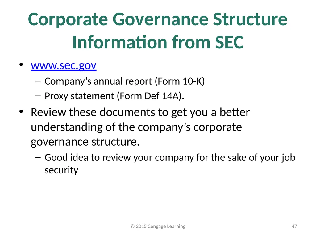 Key Topics Ch: 1 - 4 © 2015 Cengage Learning - slide 47 of 49