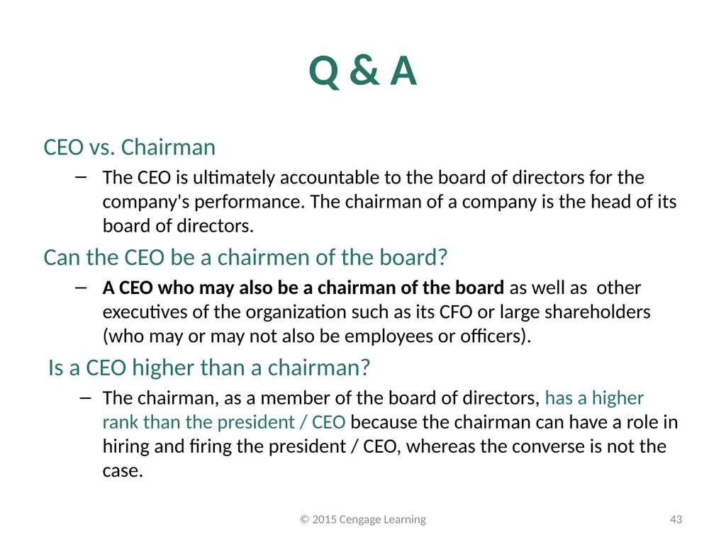 Key Topics Ch: 1 - 4 © 2015 Cengage Learning - slide 43 of 49