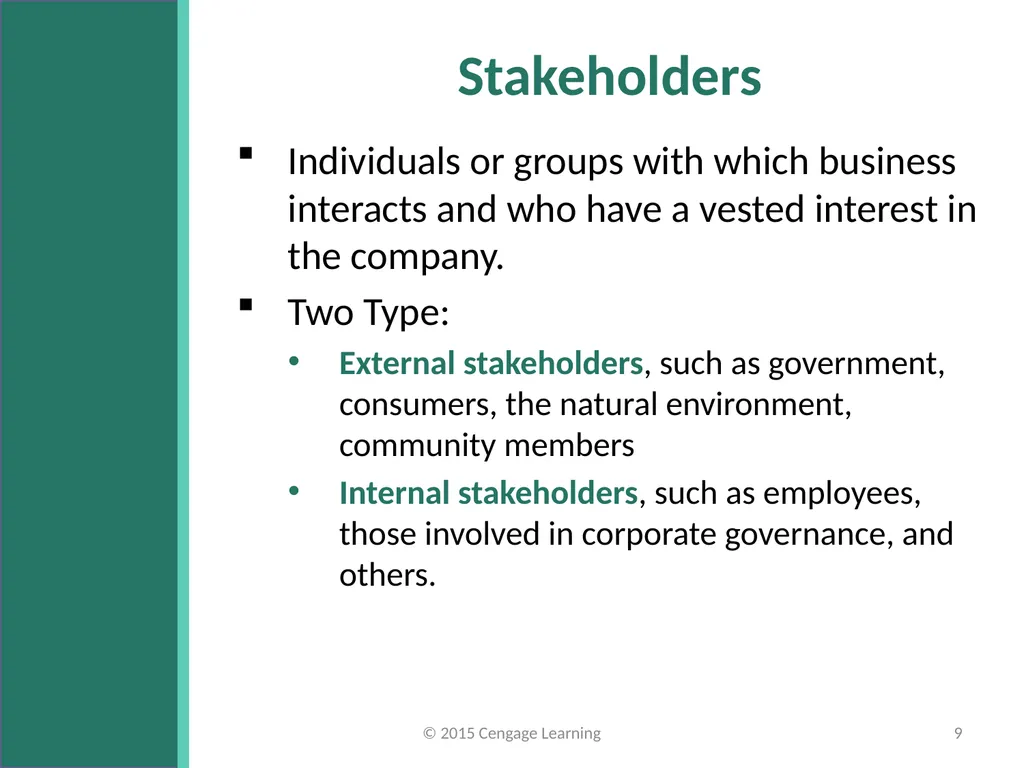 Key Topics Ch: 1 - 4 © 2015 Cengage Learning - slide 9 of 49