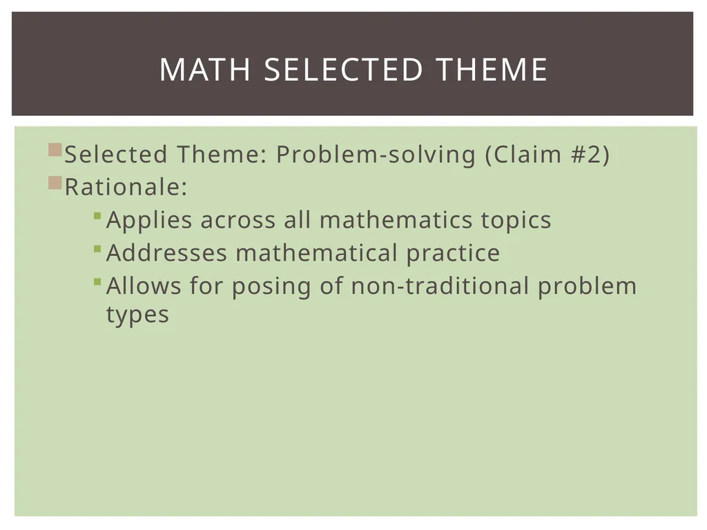 Introduction Math Selected Themes Assessment - slide 5 of 15