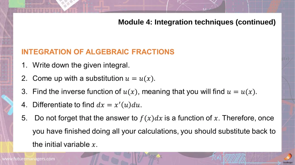 Mathematics N5 www.futuremanagers.com Module 1: - slide 14 of 24