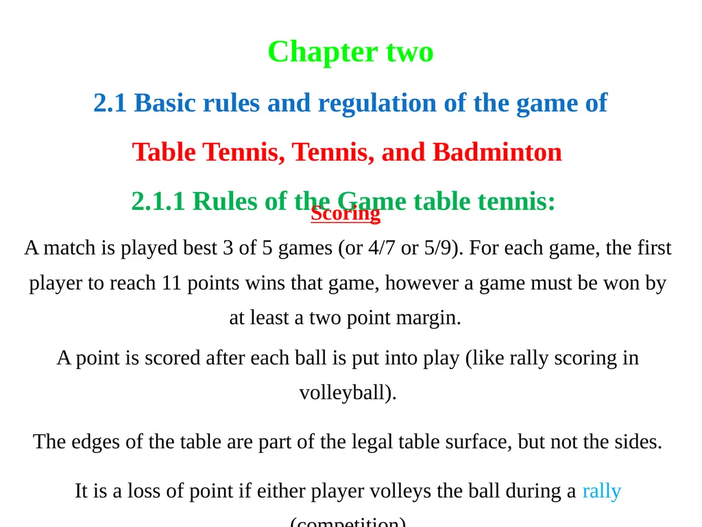 Chapter one Historical background of Tennis table - slide 16 of 118