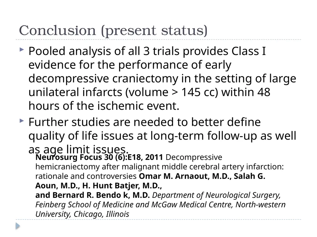 Decompressive craniectomy: Indication, technique, - slide 35 of 47