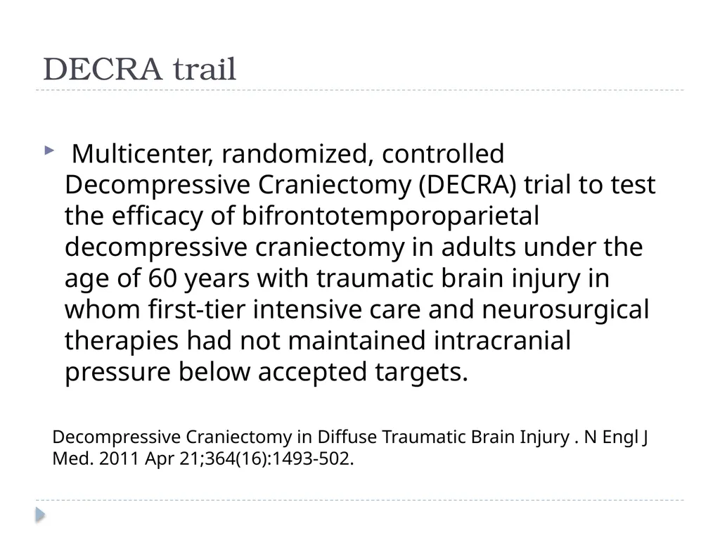 Decompressive craniectomy: Indication, technique, - slide 17 of 47