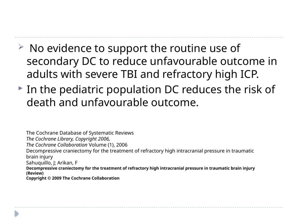 Decompressive craniectomy: Indication, technique, - slide 15 of 47