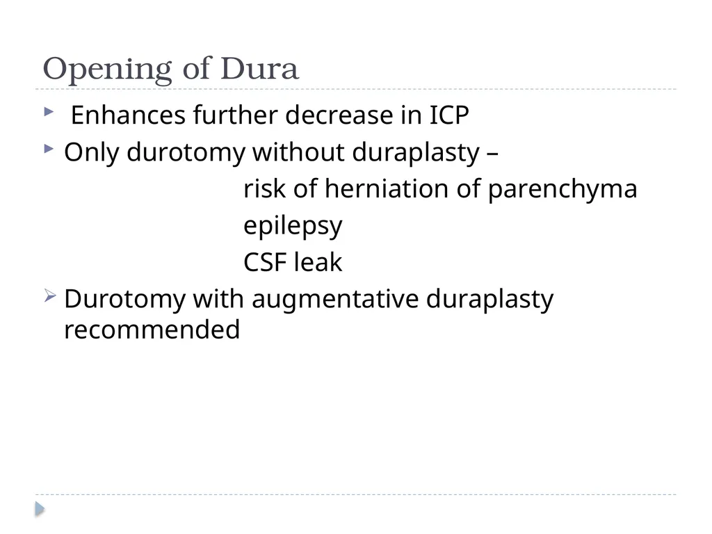 Decompressive craniectomy: Indication, technique, - slide 40 of 47