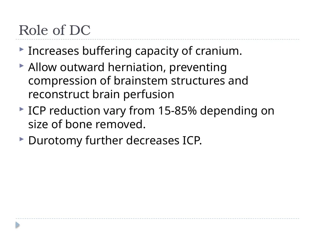 Decompressive craniectomy: Indication, technique, - slide 7 of 47