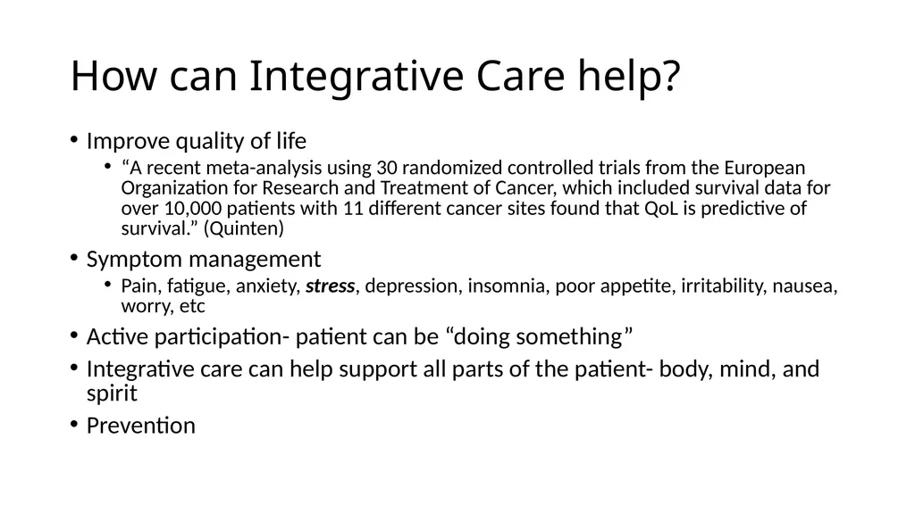 Integrative Care – An Essential Component for - slide 12 of 18