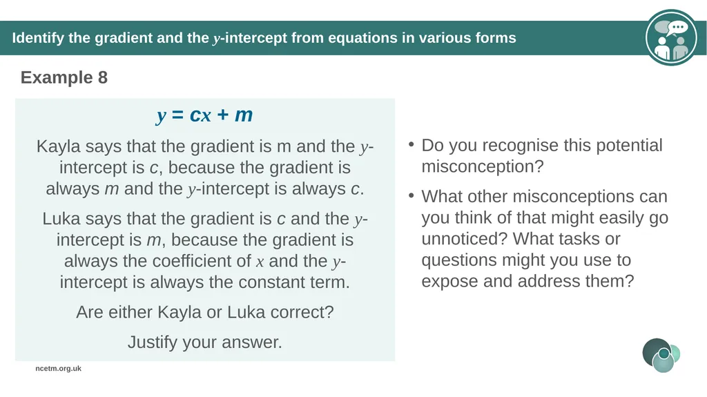 Writing linear equations in the form y = mx + - slide 30 of 40