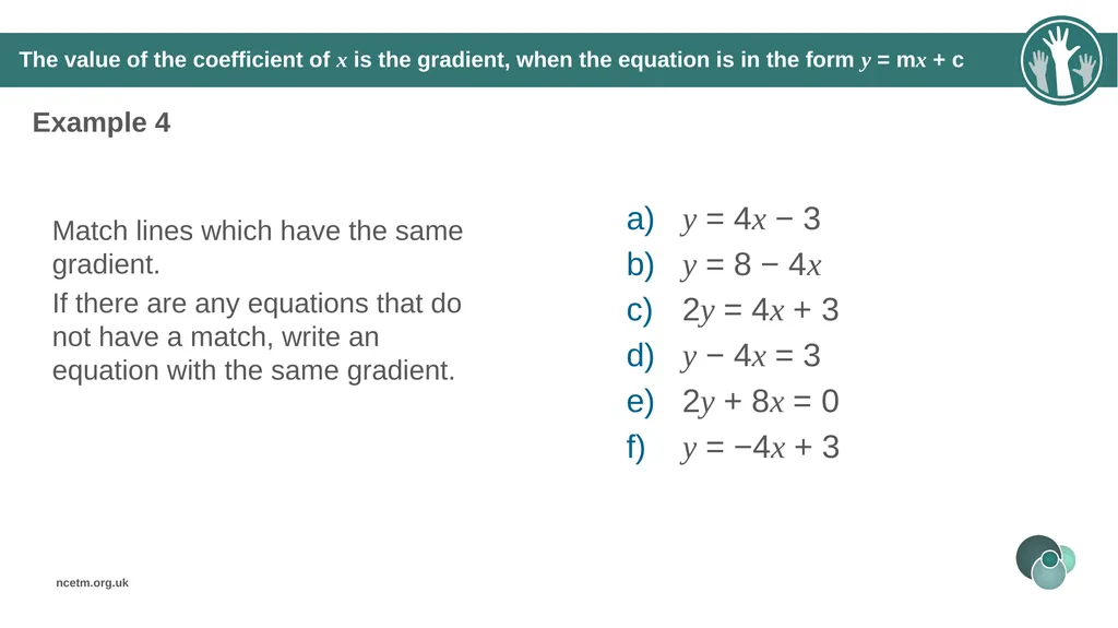 Writing linear equations in the form y = mx + - slide 21 of 40