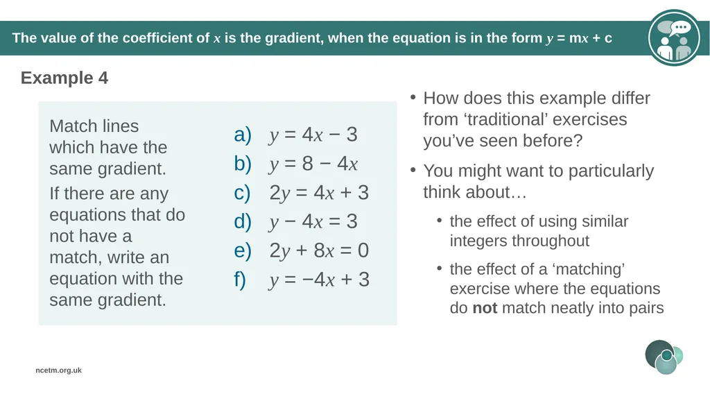 Writing linear equations in the form y = mx + - slide 22 of 40