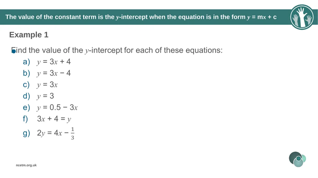 Writing linear equations in the form y = mx + - slide 15 of 40