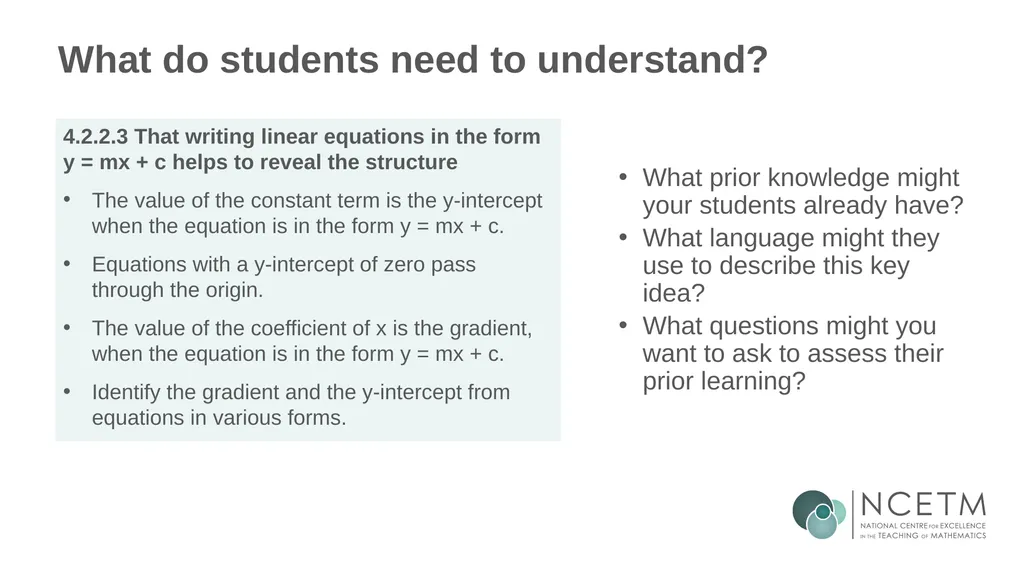 Writing linear equations in the form y = mx + - slide 6 of 40