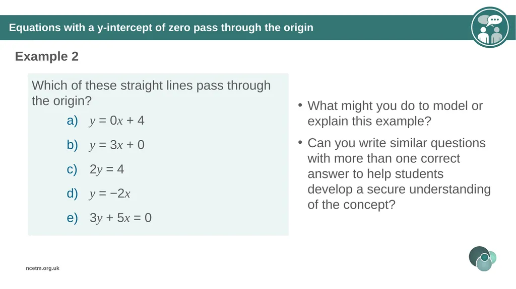 Writing linear equations in the form y = mx + - slide 18 of 40