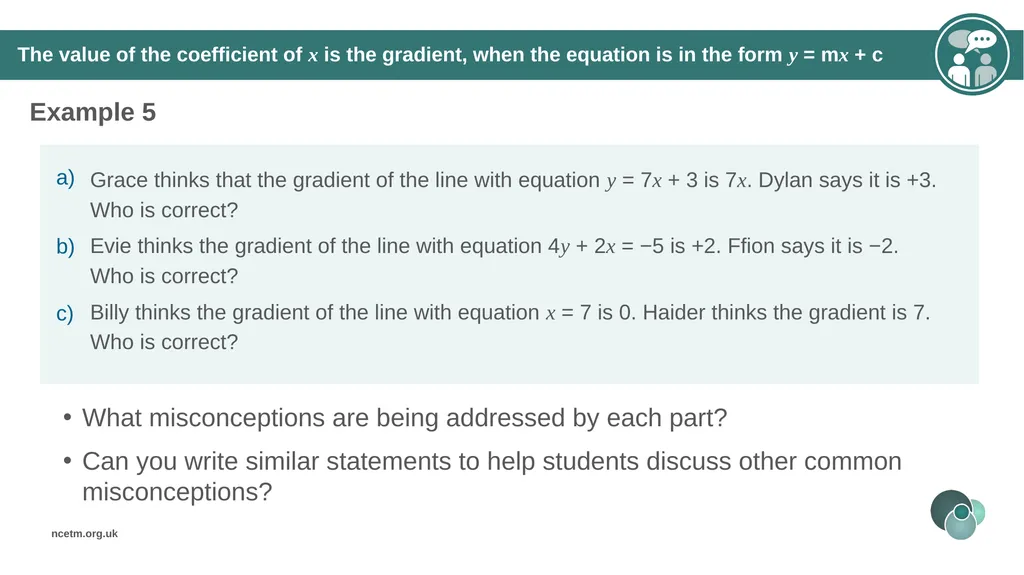 Writing linear equations in the form y = mx + - slide 24 of 40