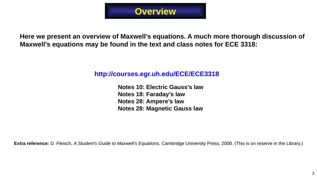 Adapted from notes by Prof. Stuart A. Long 1 Notes - slide 2 of 41
