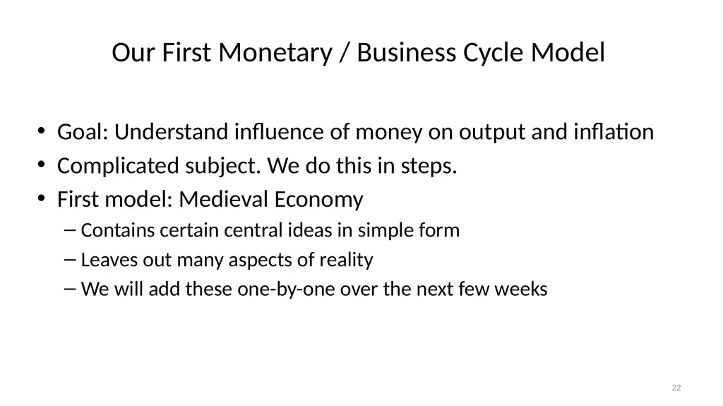Lecture 10: Money, Inflation, and Output - slide 22 of 85