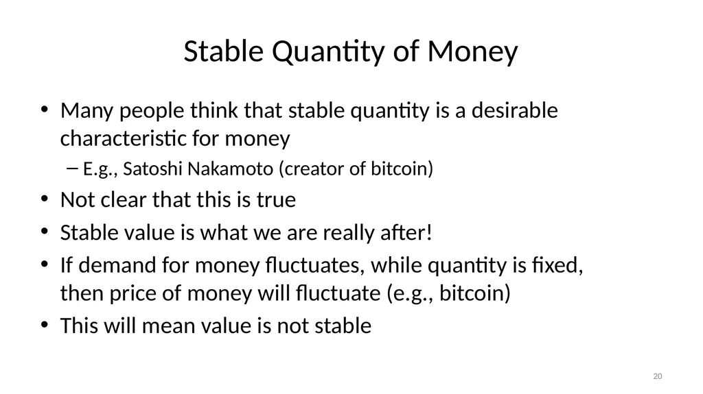 Lecture 10: Money, Inflation, and Output - slide 20 of 85