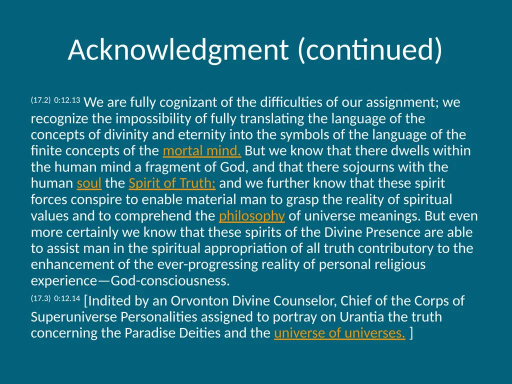 The Urantia Book Foreword Paper Foreword - Video - slide 112 of 113