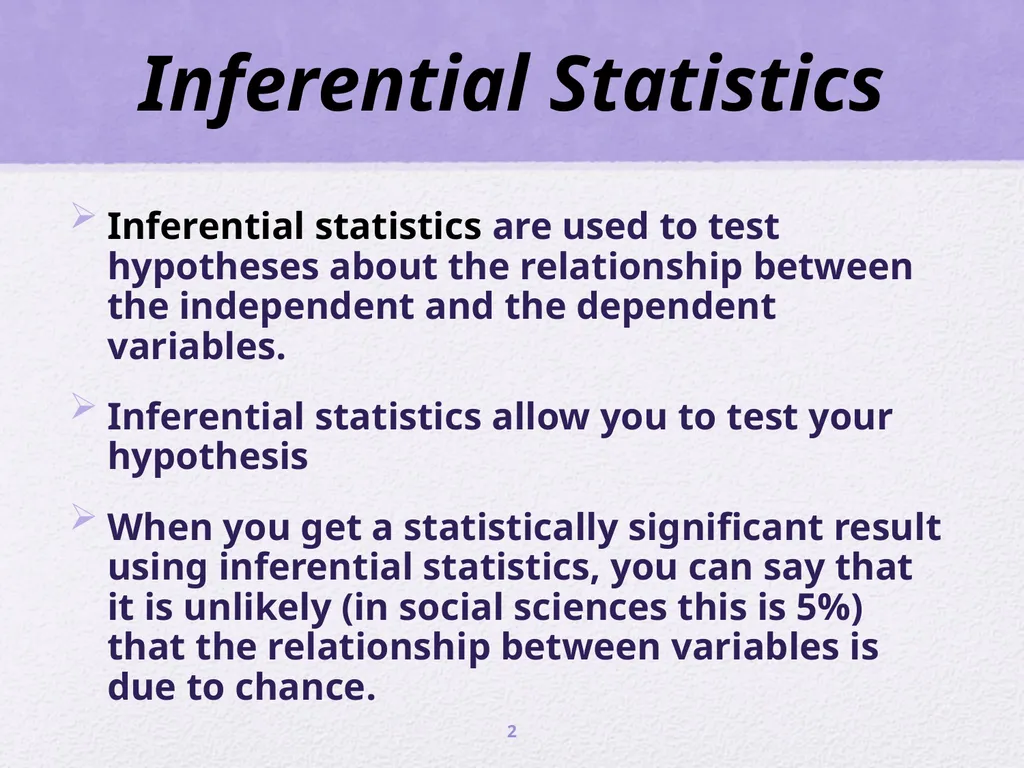 Inferential Statistics and t - tests ScWk 242 – - slide 2 of 13