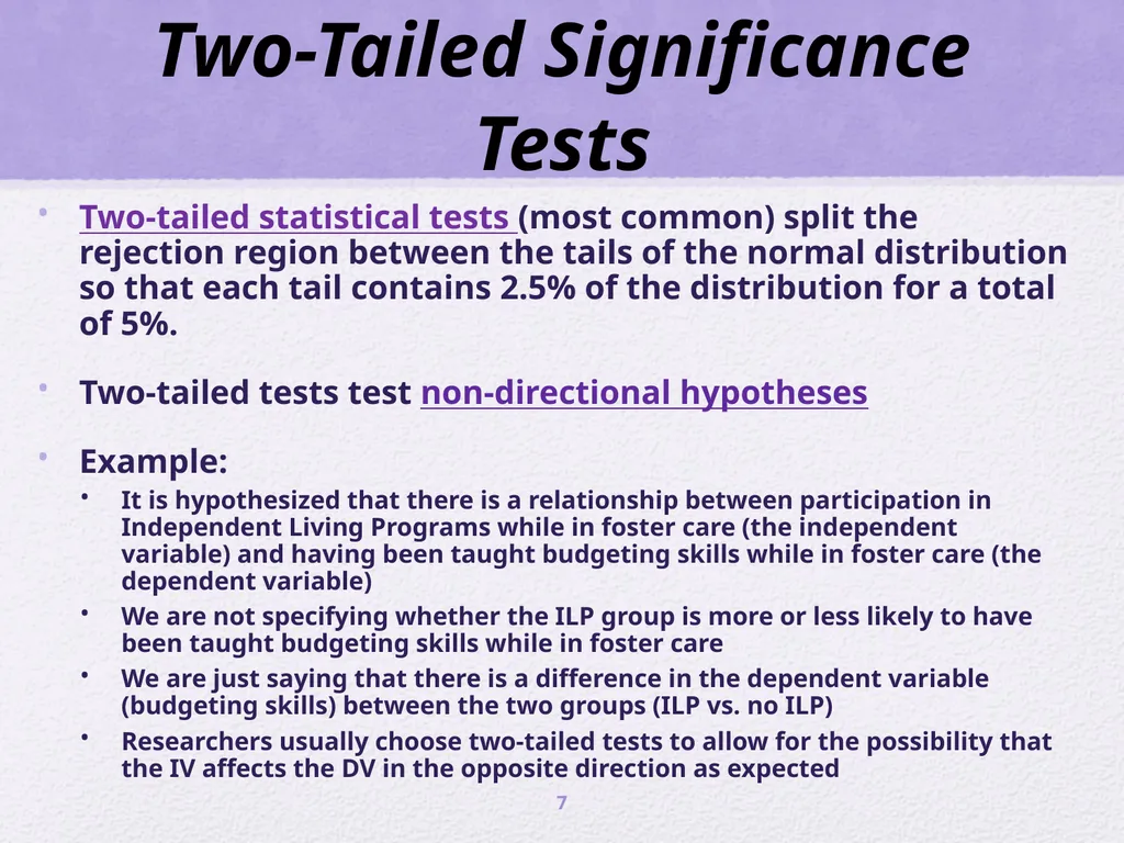 Inferential Statistics and t - tests ScWk 242 – - slide 7 of 13