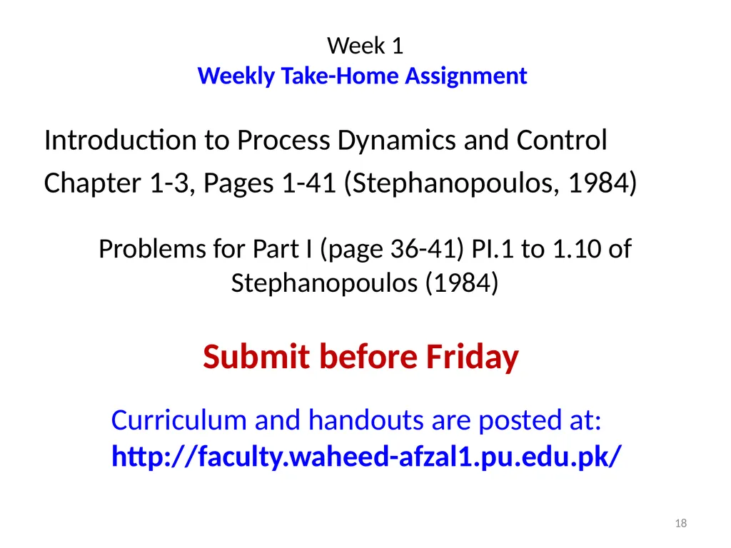 CHE412 Process Dynamics and Control BSc (Engg) - slide 18 of 18