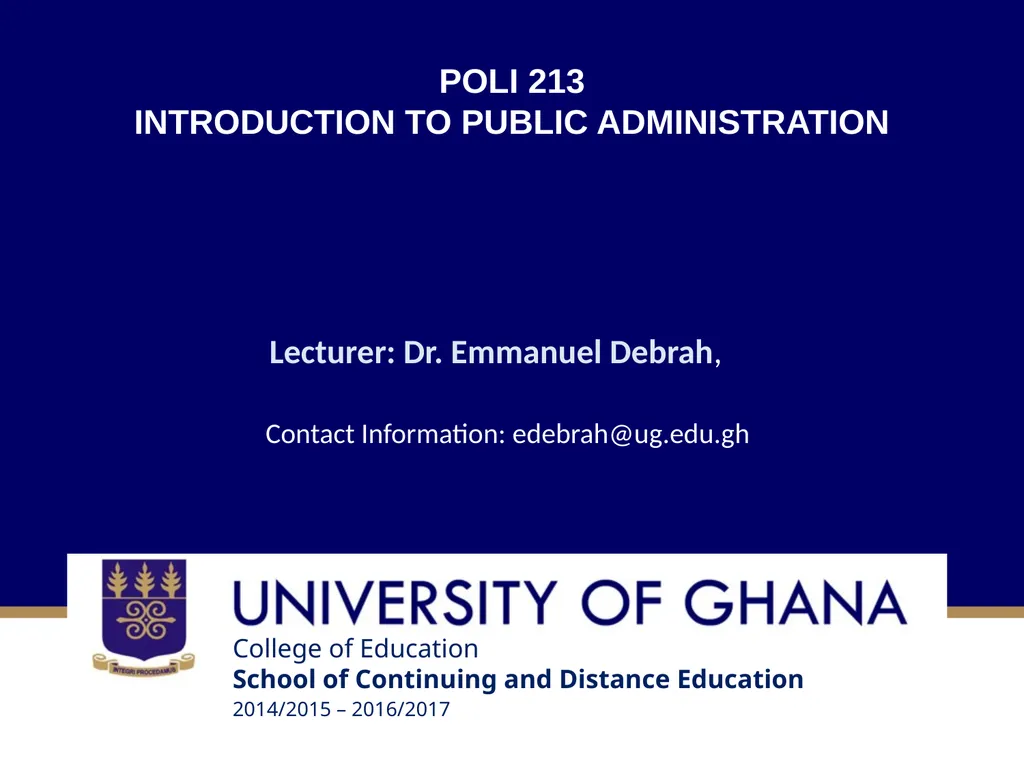 POLI 213 INTRODUCTION TO PUBLIC ADMINISTRATION - slide 1 of 20