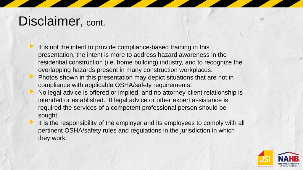 Section 6 Fall Protection Rescue plan Disclaimer - slide 3 of 19
