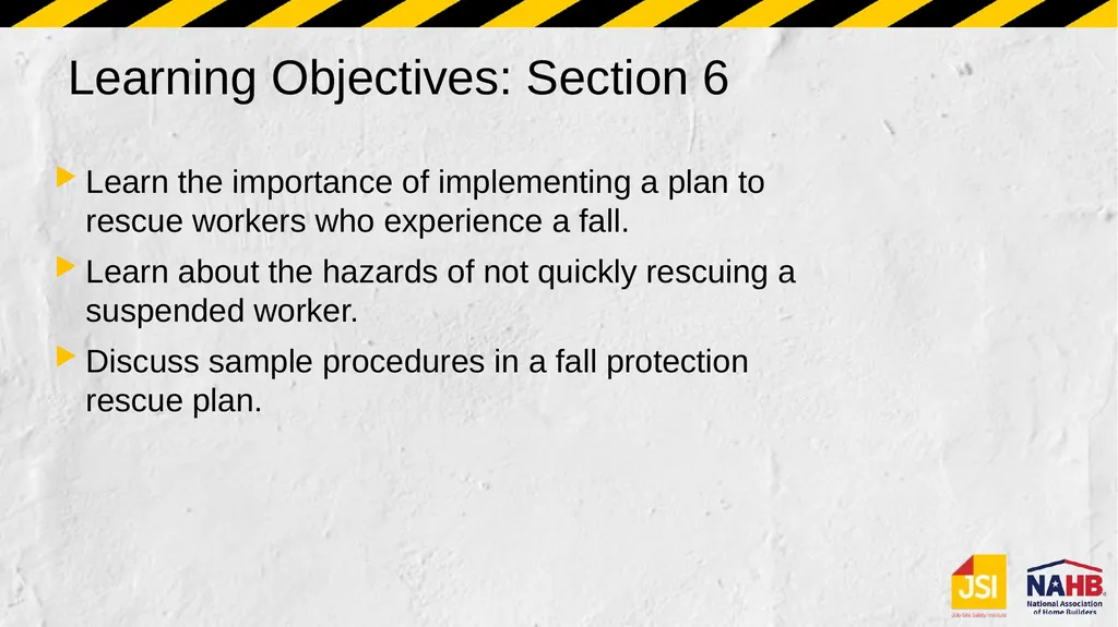 Section 6 Fall Protection Rescue plan Disclaimer - slide 5 of 19