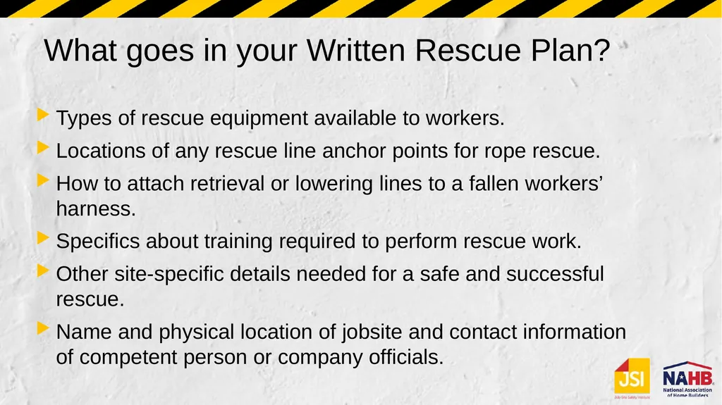 Section 6 Fall Protection Rescue plan Disclaimer - slide 17 of 19