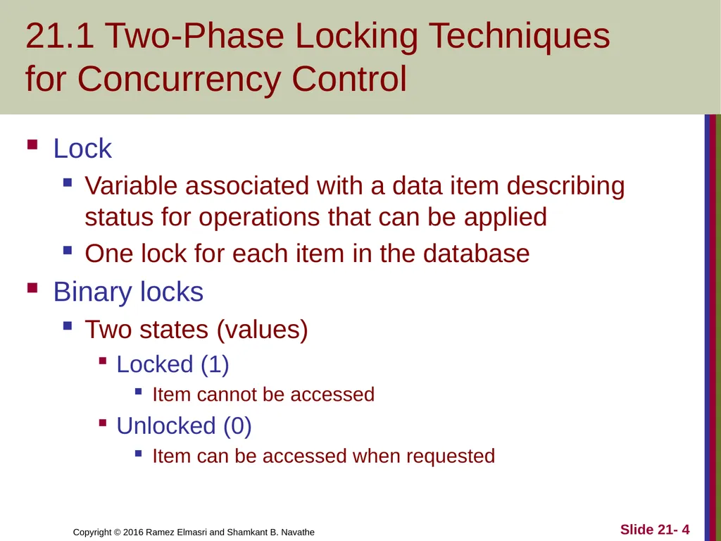 CHAPTER 21 Concurrency Control Techniques - slide 4 of 38