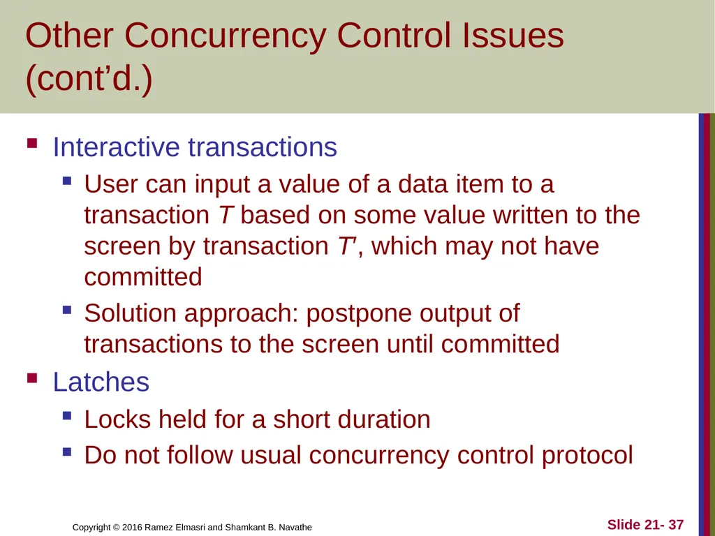 CHAPTER 21 Concurrency Control Techniques - slide 37 of 38