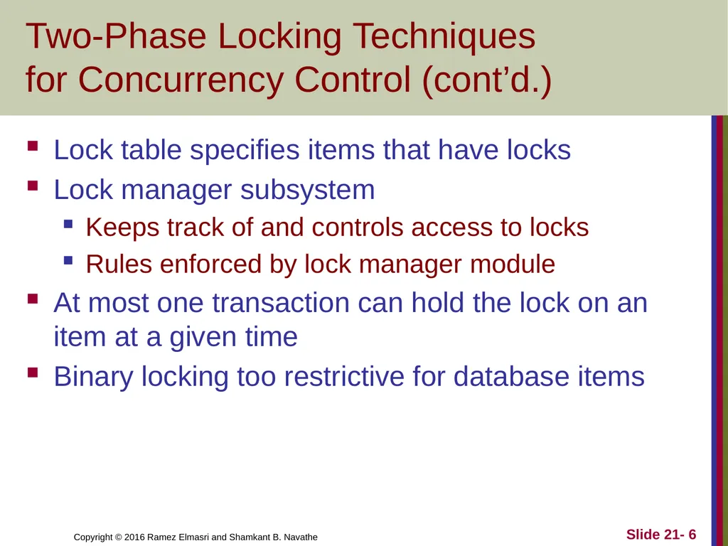 CHAPTER 21 Concurrency Control Techniques - slide 6 of 38