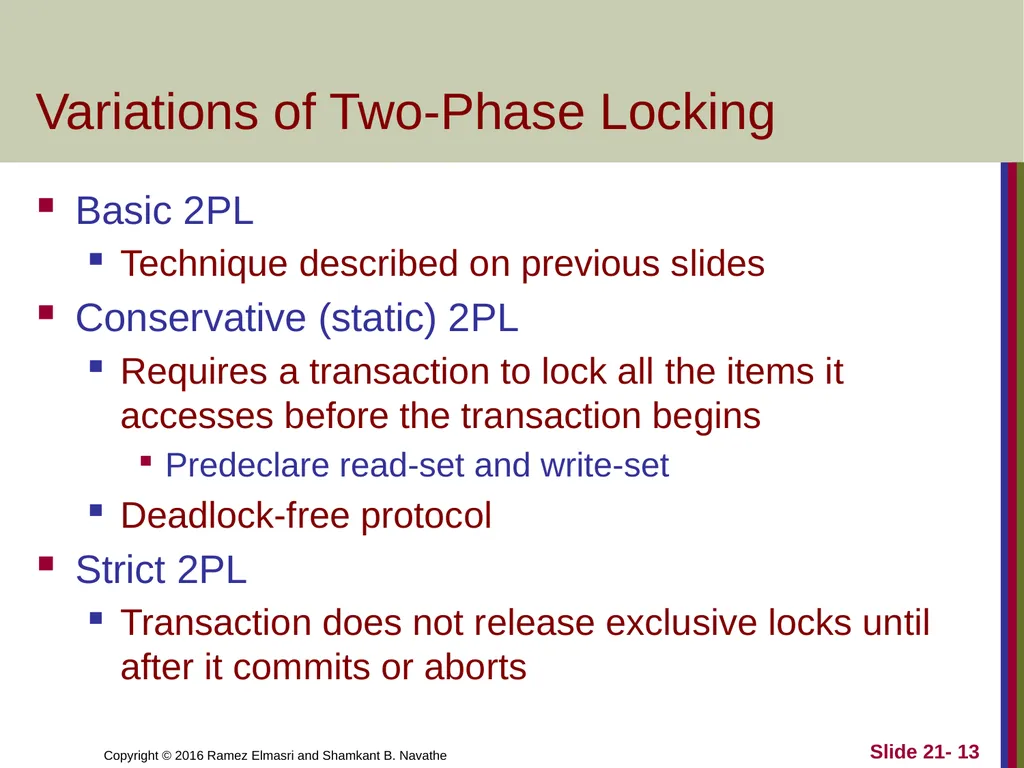 CHAPTER 21 Concurrency Control Techniques - slide 13 of 38