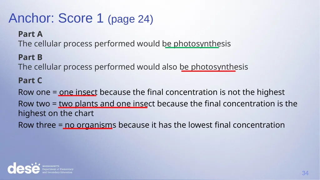 MCAS Scoring of Science & Technology/Engineering - slide 34 of 44
