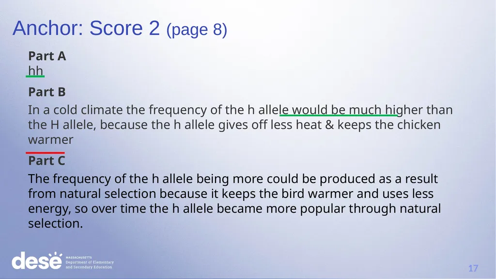 MCAS Scoring of Science & Technology/Engineering - slide 17 of 44