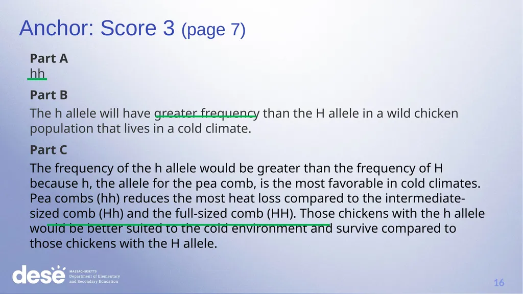 MCAS Scoring of Science & Technology/Engineering - slide 16 of 44
