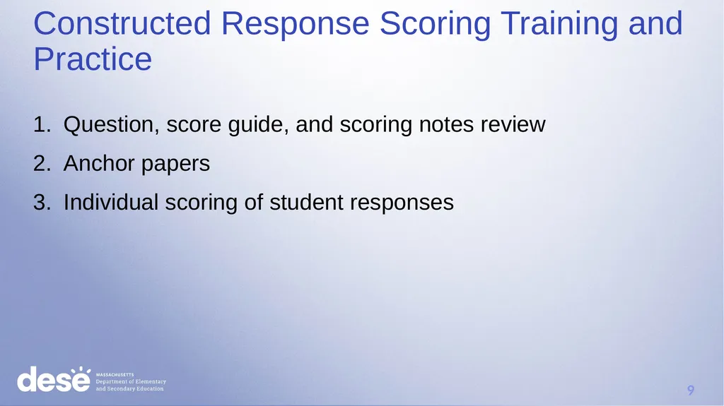 MCAS Scoring of Science & Technology/Engineering - slide 9 of 44