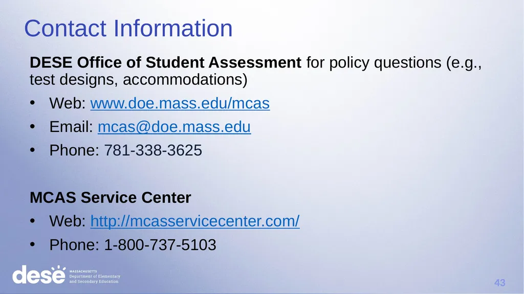 MCAS Scoring of Science & Technology/Engineering - slide 43 of 44